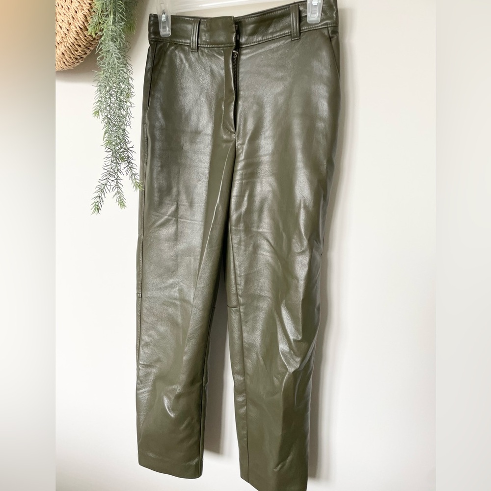 Babaton Green Cropped Pleather Pants